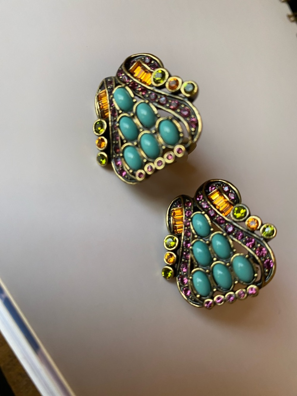 Heidi Daus Turquoise and Purple Multi-Colour Clip Earrings - Picture 15 of 17